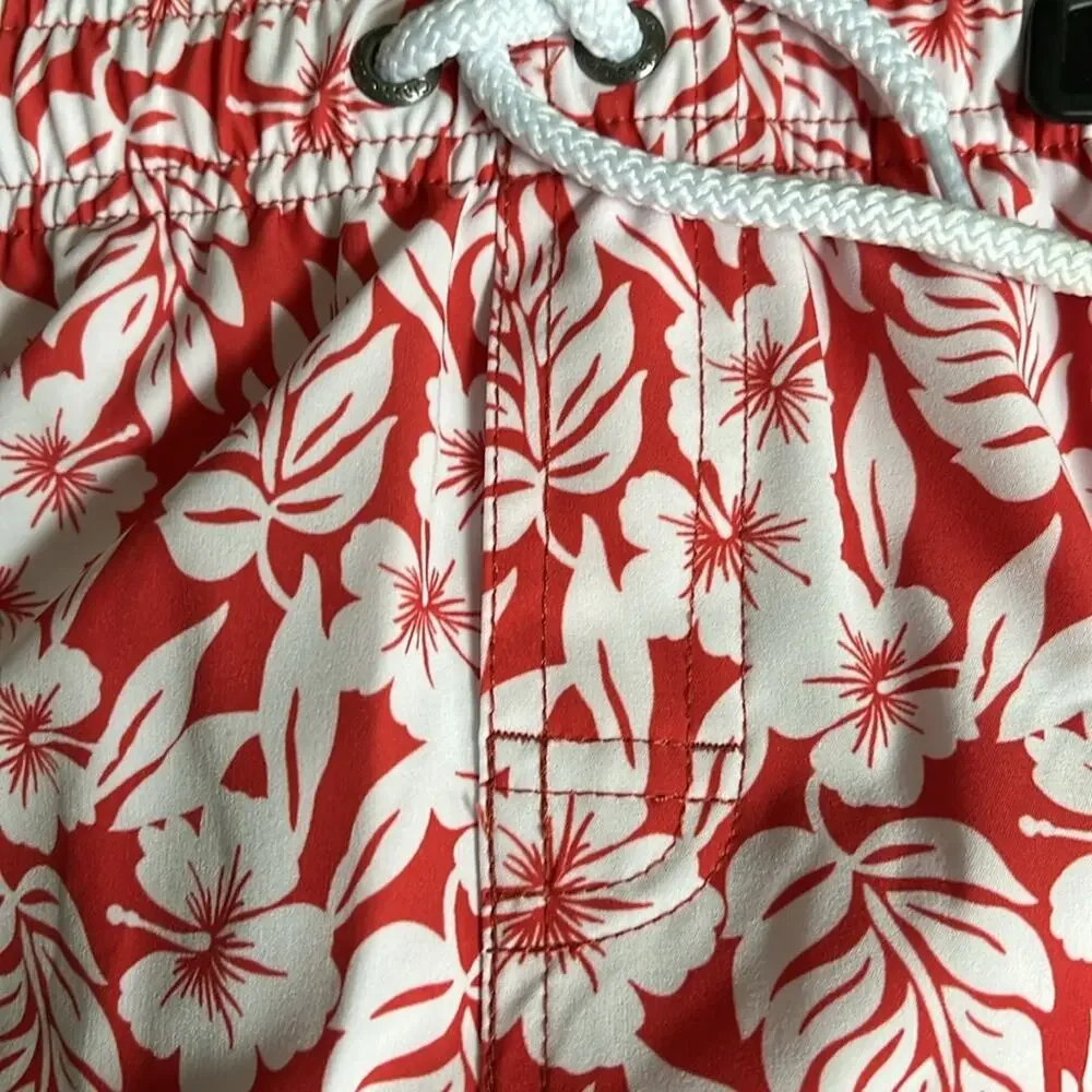 Class Club Starting Out Boys Hibiscus Palm Print Floral Coastal Swim Shorts 6/7